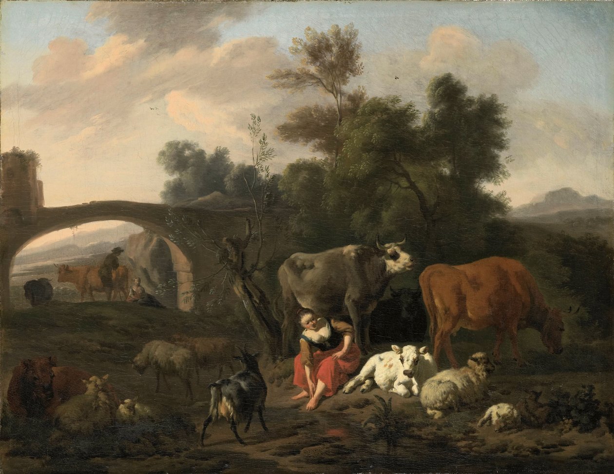 Landschaft mit Hirten und Vieh von Dirck van der Bergen