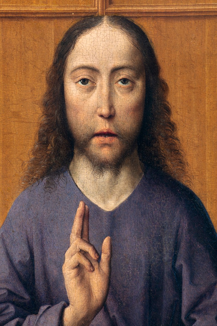 Pfarrkirche (Parochiekerk Sint-Pieter). Gemälde. Das letzte Abendmahl. Dirk Bouts. 1464-1468. Detail. Zentrales Panel. von Dirck Bouts
