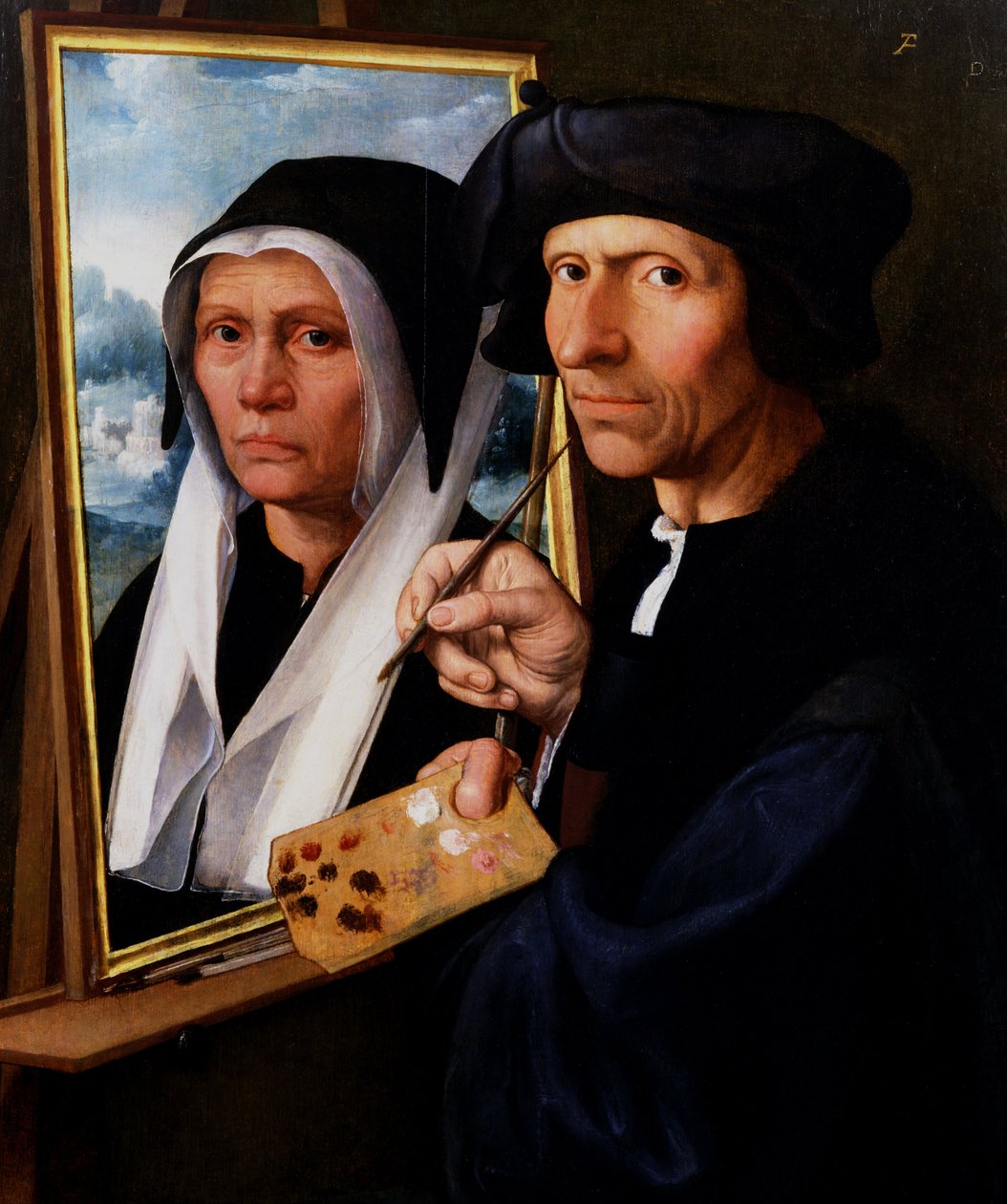 Jacob Cornelisz. van Oostsanen malt ein Porträt seiner Frau, ca. 1530-1550 von Dirck Jakobsz