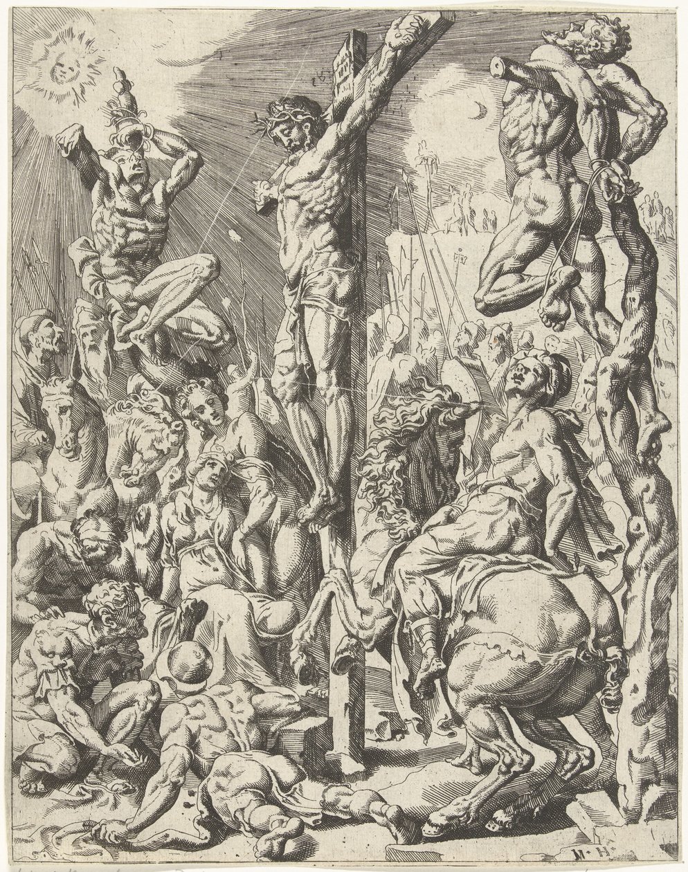 Christus am Kreuz von Dirck Volckertsz. Coornhert (attributed to)