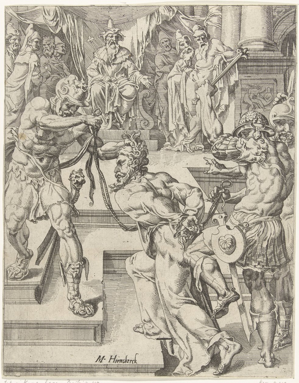 Christus vor Kajaphas von Dirck Volckertsz. Coornhert (attributed to)