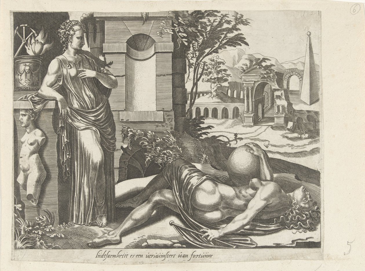 Geduld als Sieger des Glücks von Dirck Volckertsz. Coornhert (attributed to)