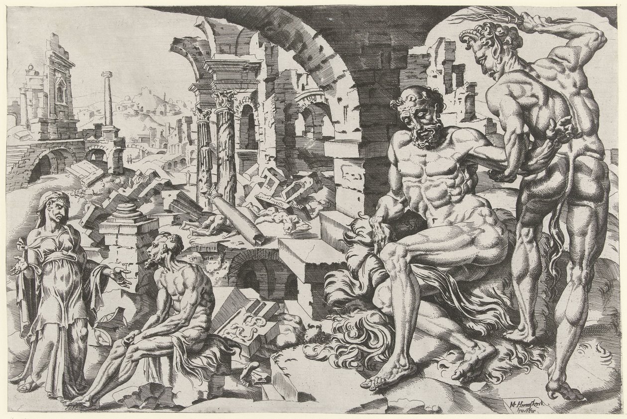 Hiob wird von Satan gegeißelt von Dirck Volckertsz. Coornhert (attributed to)