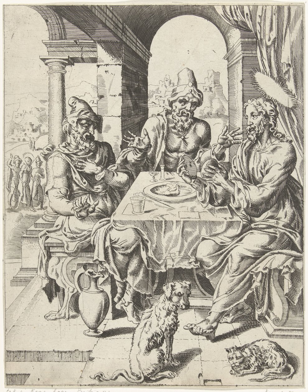 Mahlzeit in Emmaus von Dirck Volckertsz. Coornhert (attributed to)