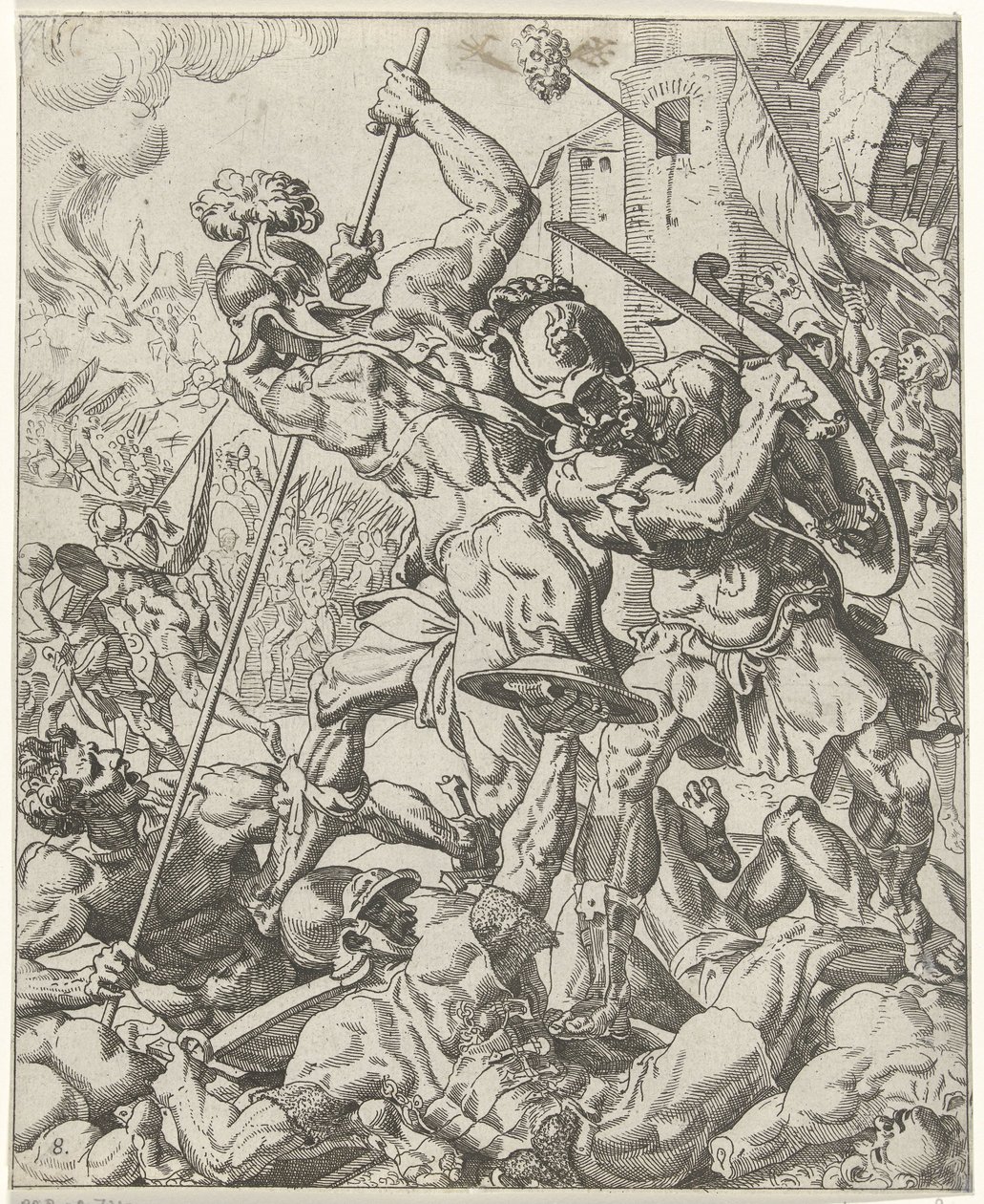 Flucht der assyrischen Armee von Dirck Volckertsz. Coornhert (attributed to)