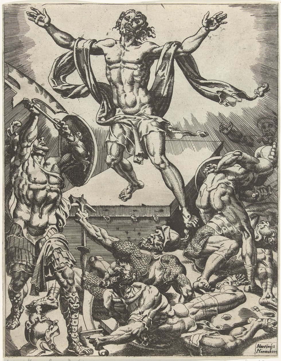 Auferstehung Christi (Serie: Fall und Erlösung der Menschheit durch das Leben und die Passion Christi) von Dirck Volckertsz. Coornhert (attributed to)
