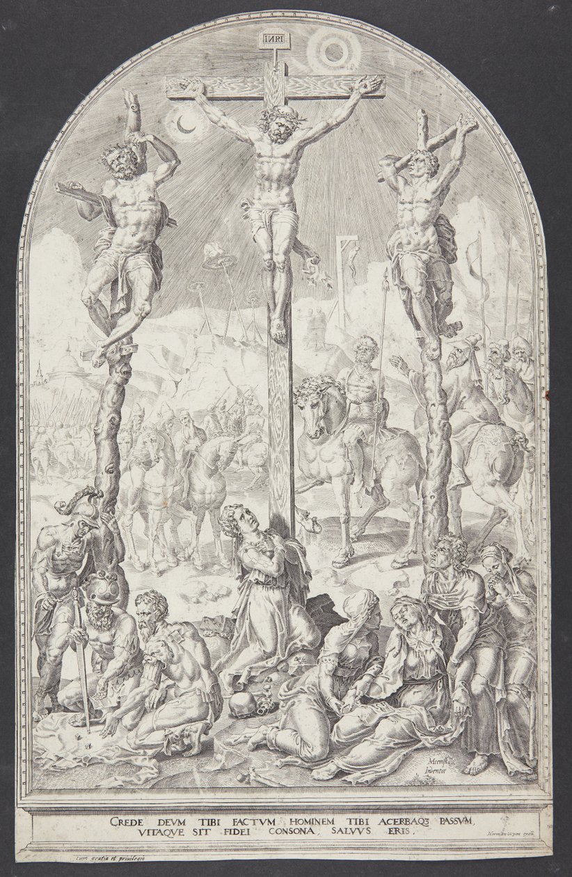 Christus am Kreuz zwischen den beiden Dieben von Dirck Volckertsz. Coornhert