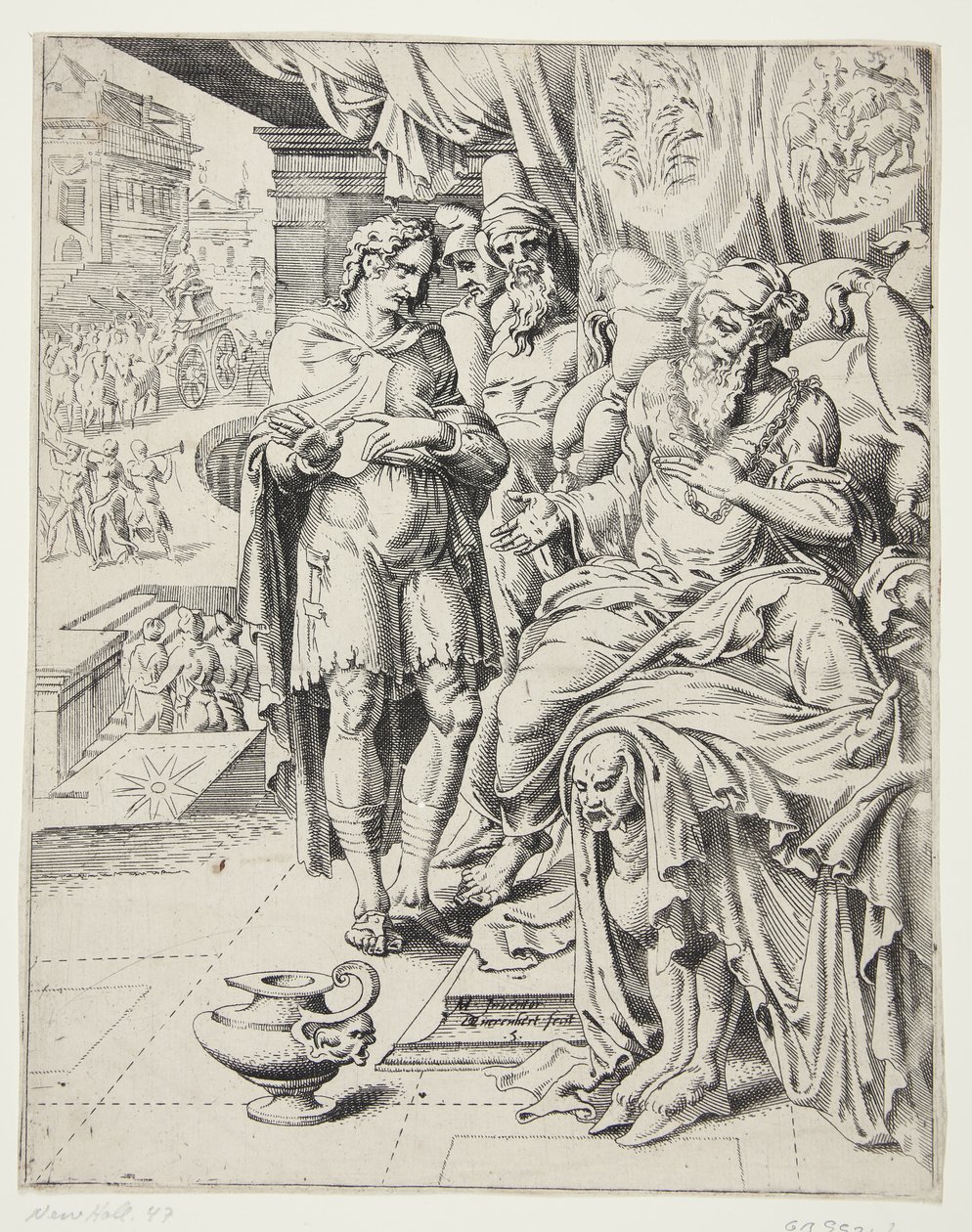 Joseph deutet die Träume des Pharao von Dirck Volckertsz. Coornhert