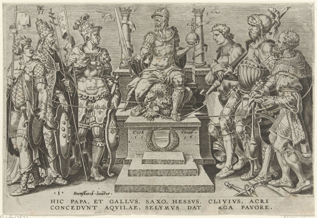 Kaiser Karl V. umgeben von seinen besiegten Gegnern (Overwinningen van Karel V) von Dirck Volckertsz. Coornhert