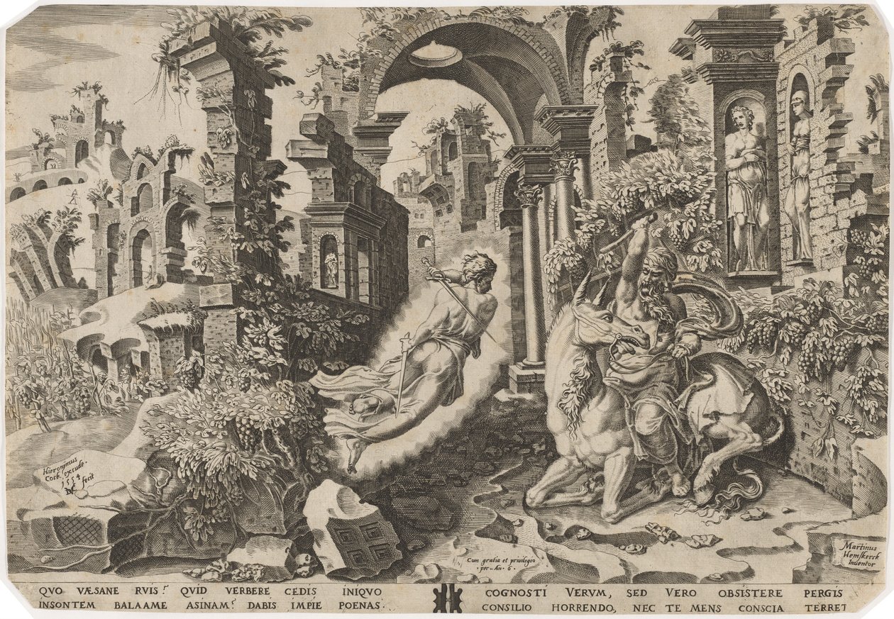 Bileam und der Engel von Dirck Volckertz Coornhert, after Maerten van Heemskerck
