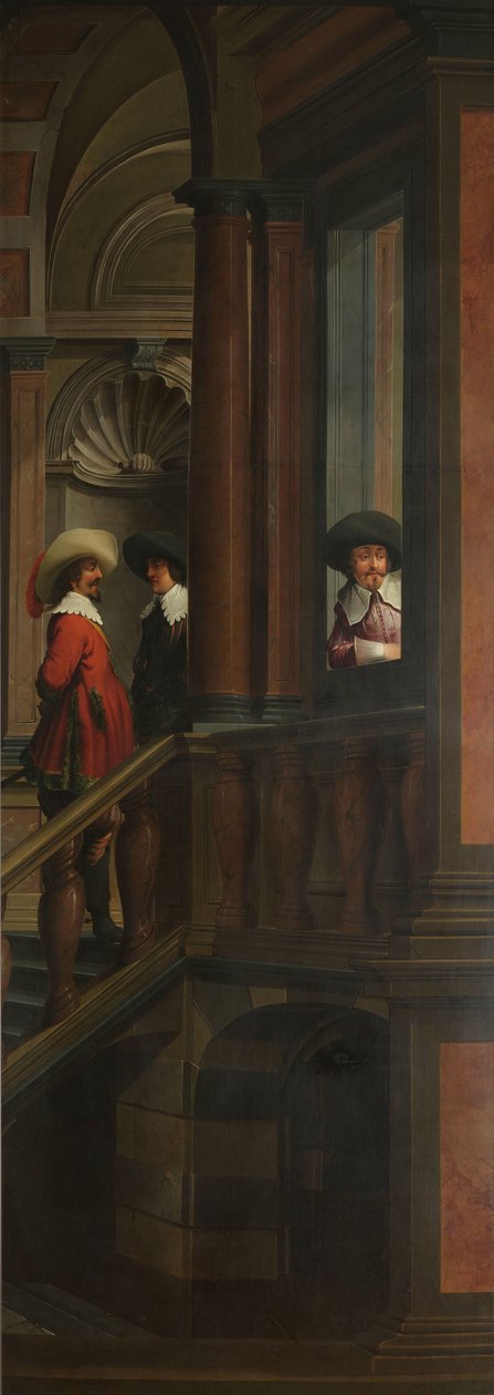 Eine siebenteilige dekorative Sequenz: Eine Außentreppe von Dirck van Delen