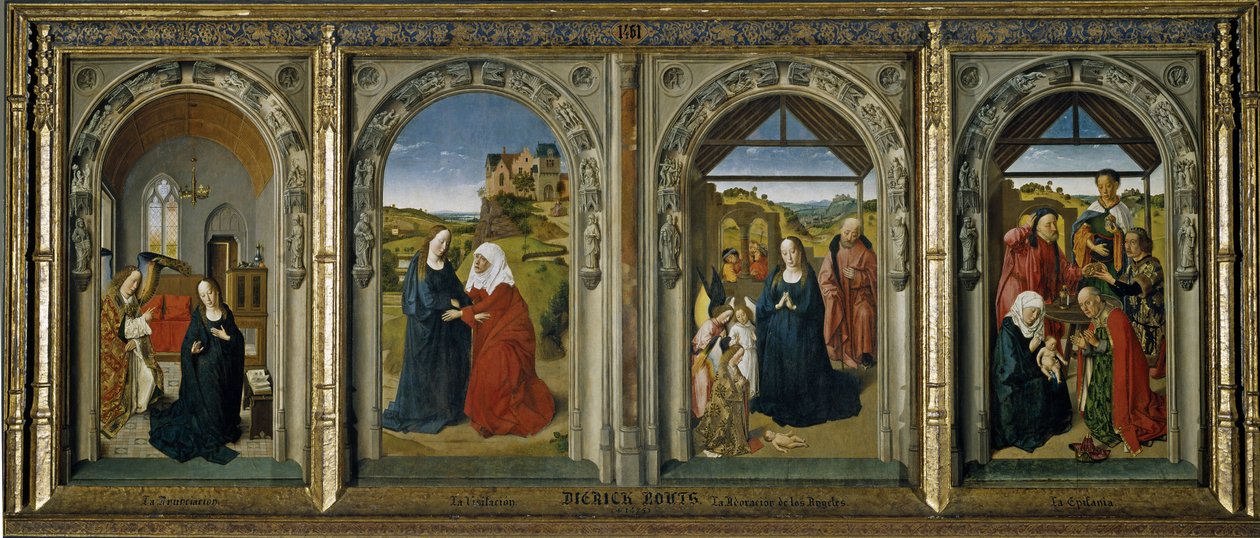 Vier Szenen aus dem Leben der Jungfrau, ca. 1442-1445 von Dirk Bouts