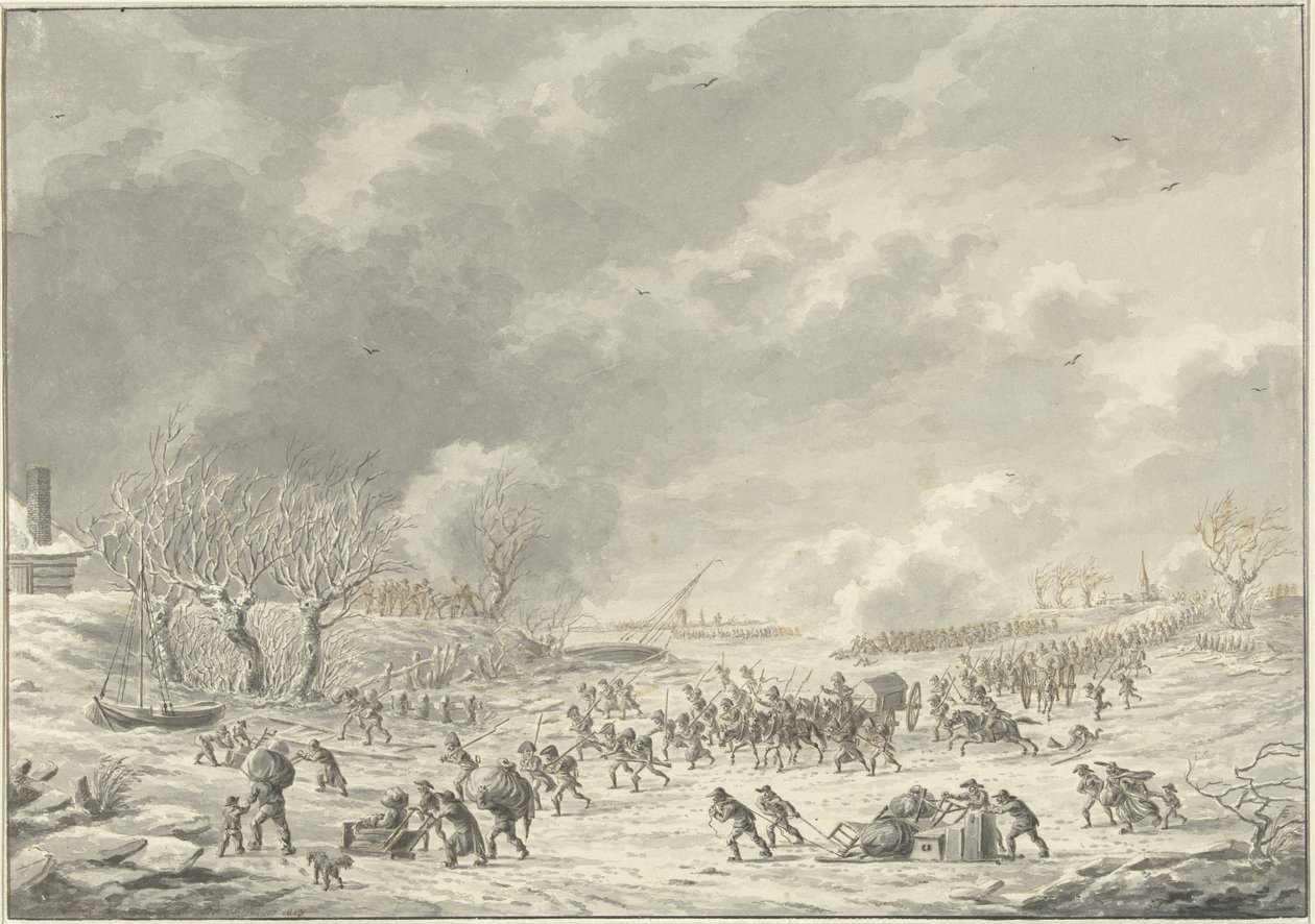Die Franzosen überqueren die Waal bei Bommel, Januar 1795 von Dirk Langendijk