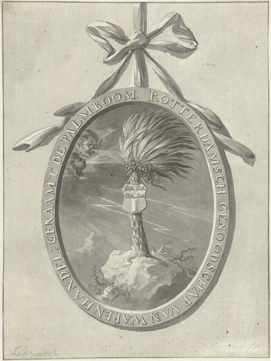 Emblem der Rotterdamer Übungsgesellschaft De Palmboom, 1785 von Dirk Langendijk