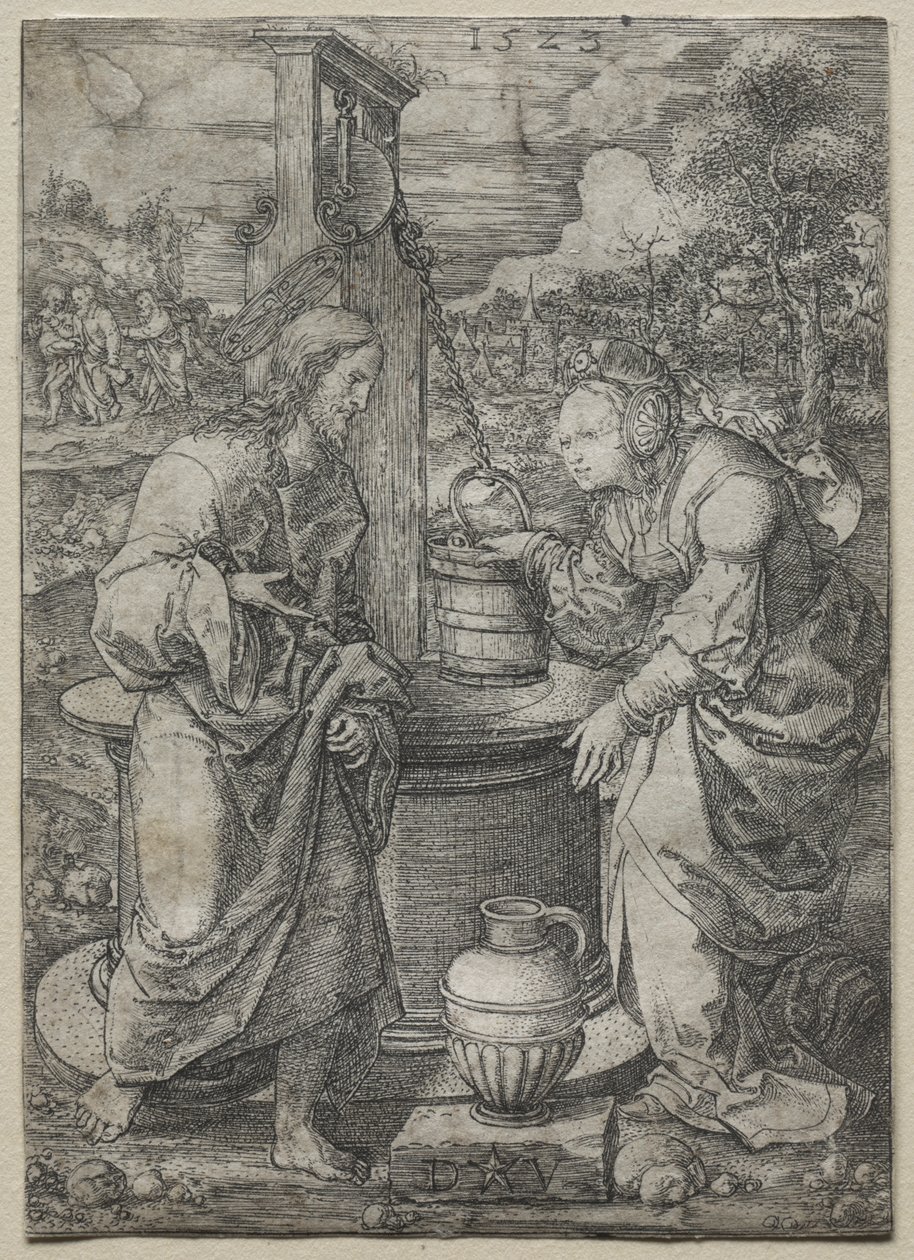 Christus und die Frau von Samaria von Dirk Vellert