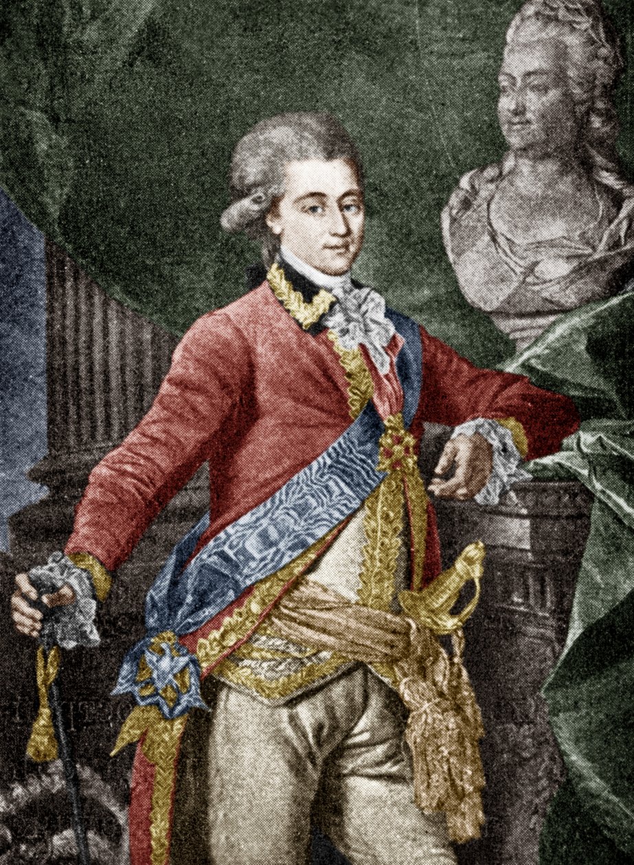 Alexander Dmitrievich Lanskoy (1758-1784), russischer Militär, Liebhaber von Katharina II. von Russland (koloriertes Dokument) von Dmitri Grigor