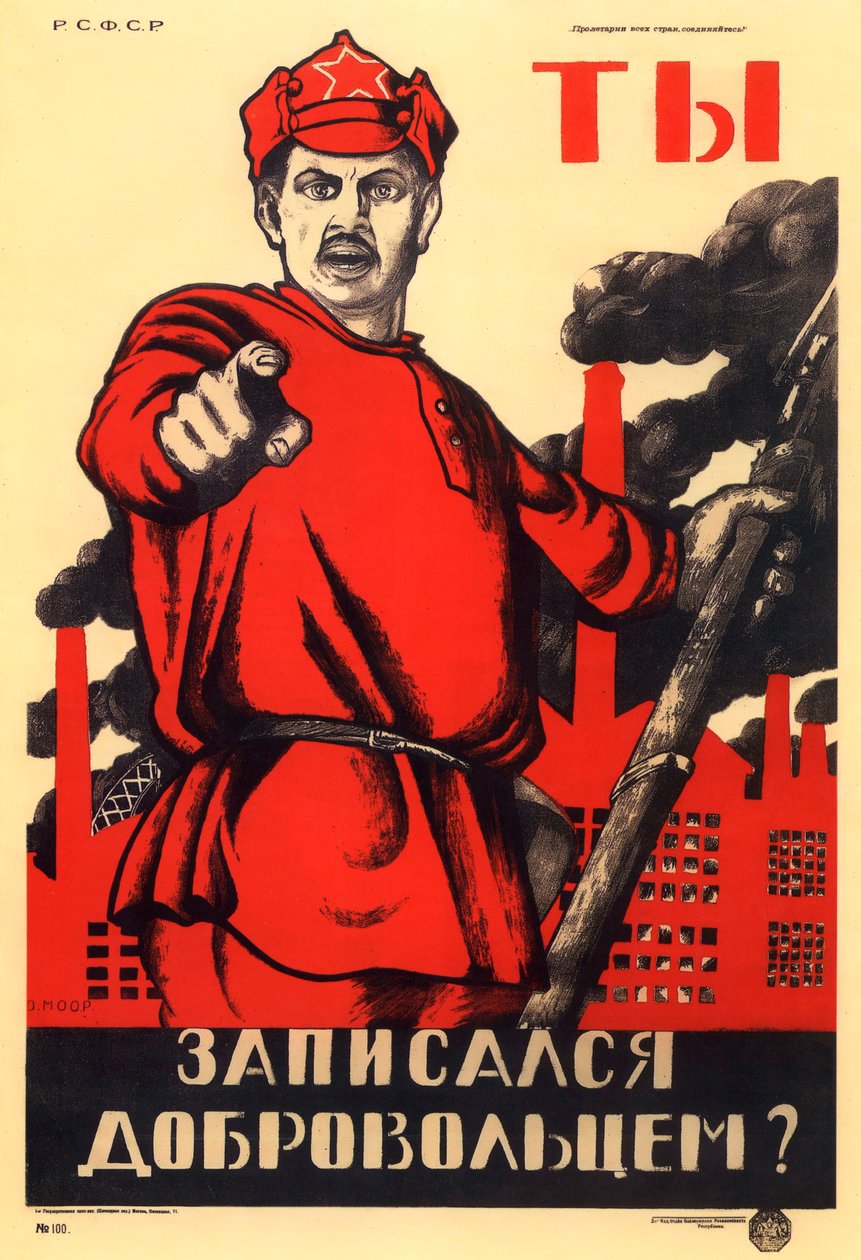 Hast du dich für die Rote Armee gemeldet?, sowjetisches Agitprop-Poster, 1920 von Dmitriy Stakhievich Moor