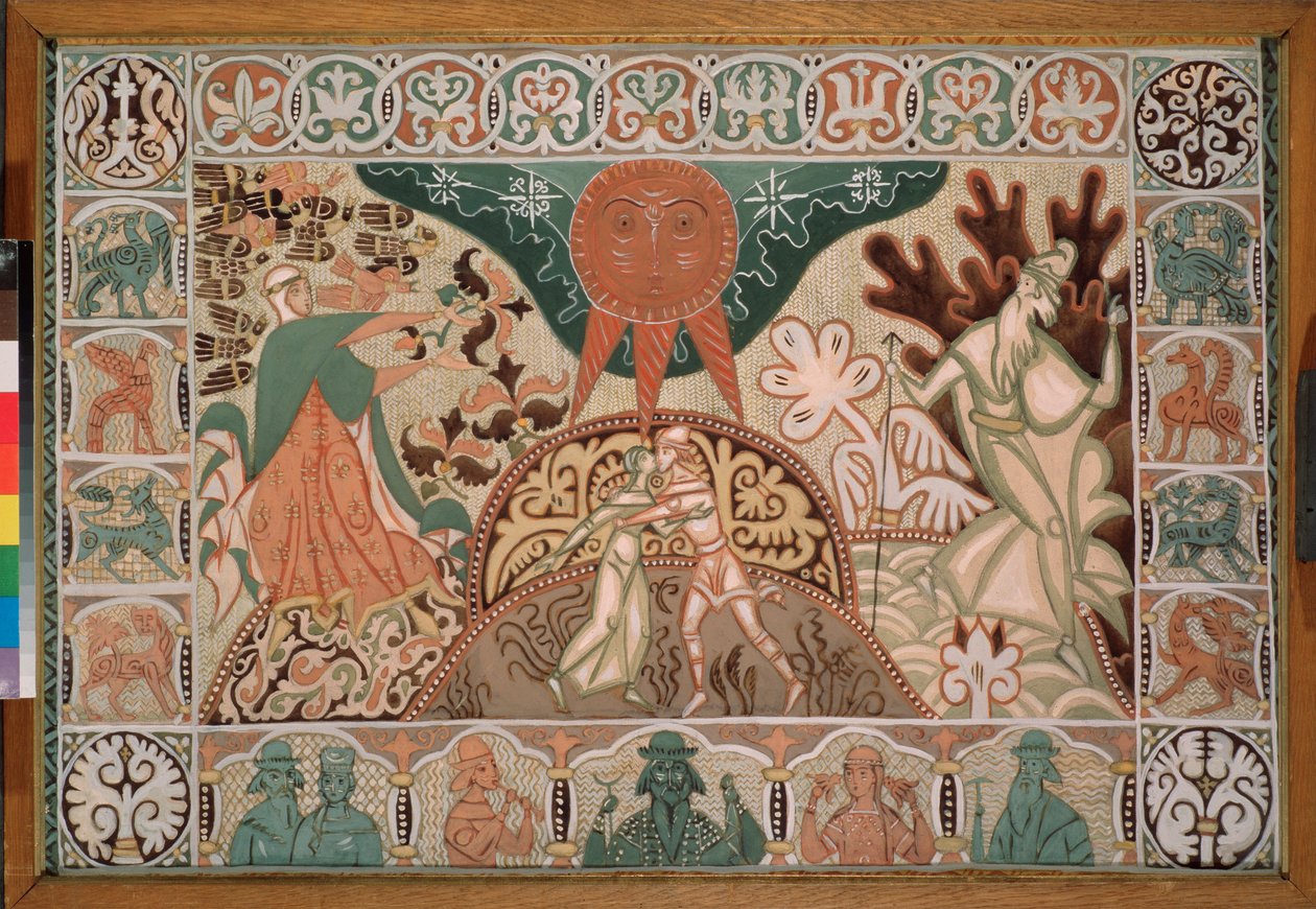Bühnenvorhang-Entwurf für die Oper "Die Schneejungfrau" von N. Rimski-Korsakow von Dmitry (Dmitrij) (1875 1947) Stelletsky