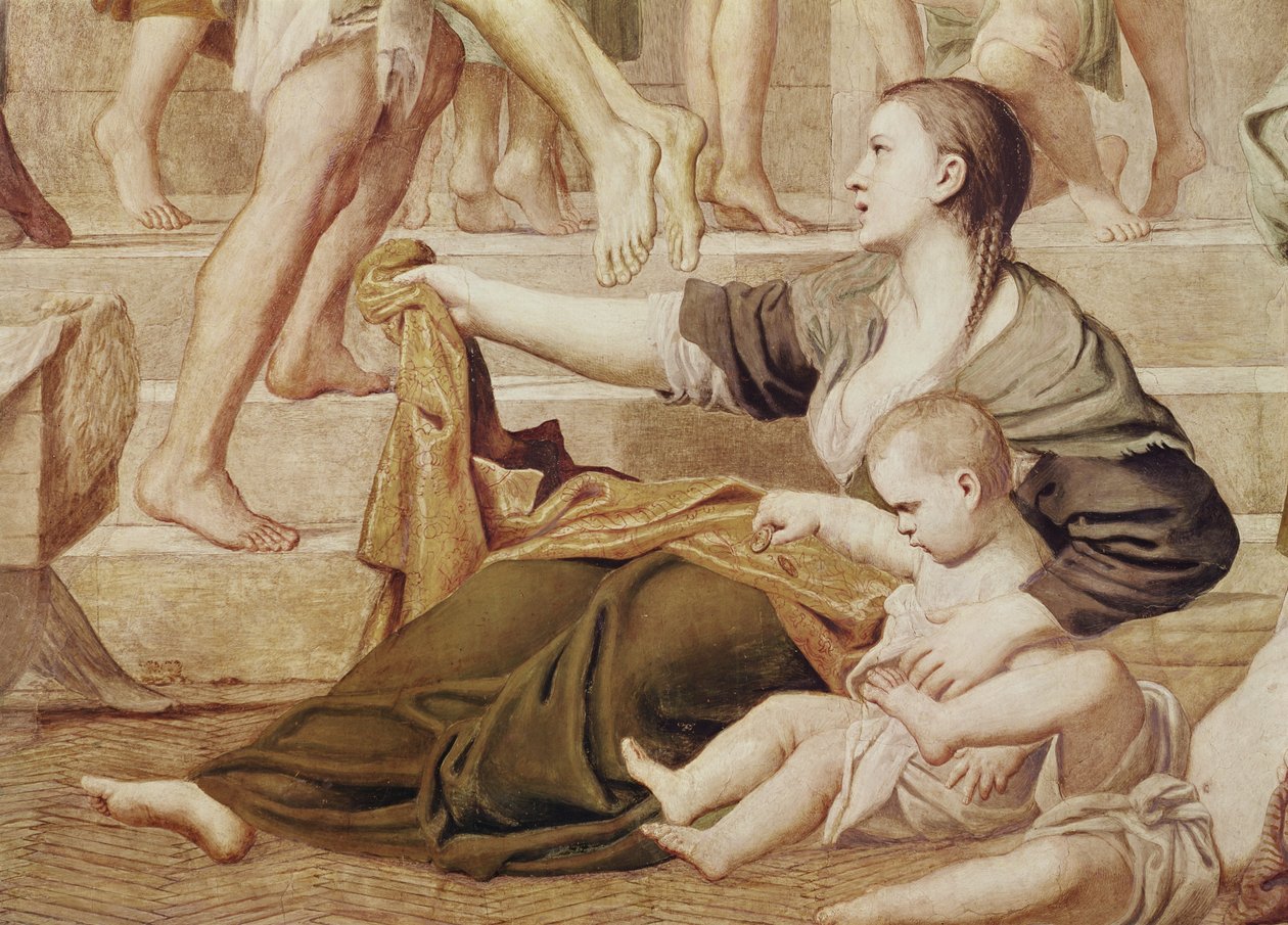 Detail von St. Cecilia verteilt Almosen ca. 1612-15 (Detail) von Domenichino