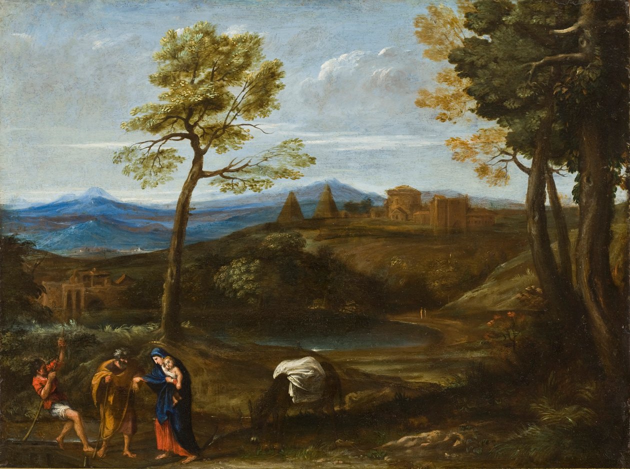 Landschaft mit der Flucht nach Ägypten von Domenichino