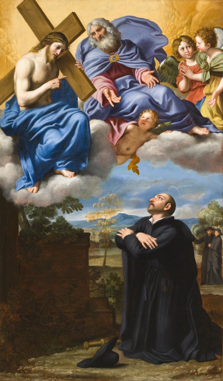 Die Vision des Heiligen Ignatius von Loyola von Christus und Gott dem Vater in La Storta von Domenichino