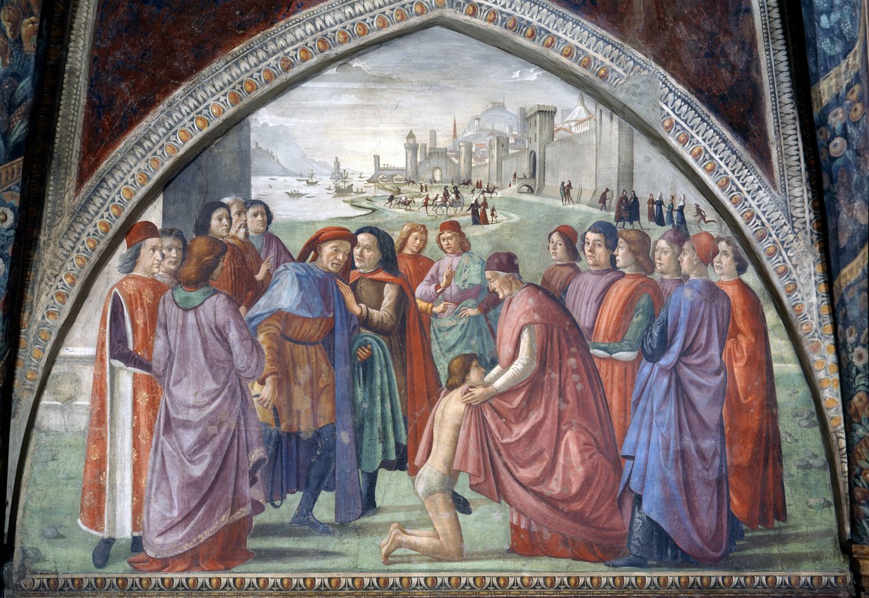 St. Franziskus verzichtet auf sein Erbe, aus einem Zyklus des Lebens von St. Franziskus, 1486 von Domenico Ghirlandaio