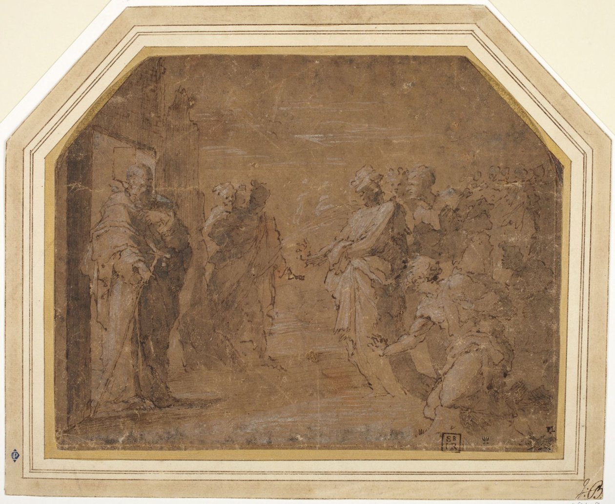 Bittsteller, die den Heiligen Antonius ansprechen von Domenico Beccafumi
