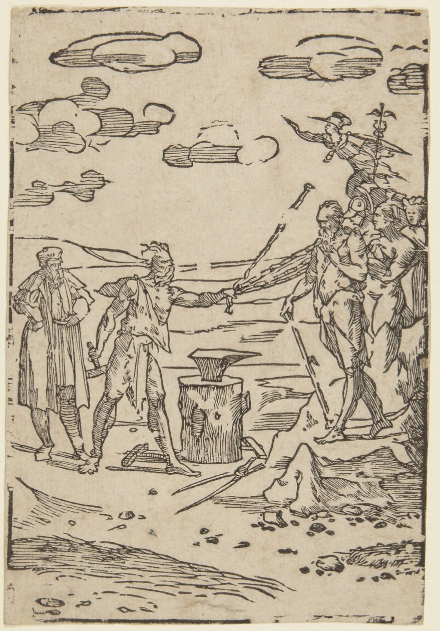 Der Schmied, Nummer 5 aus der Serie Die Praxis der Alchemie von Domenico Beccafumi