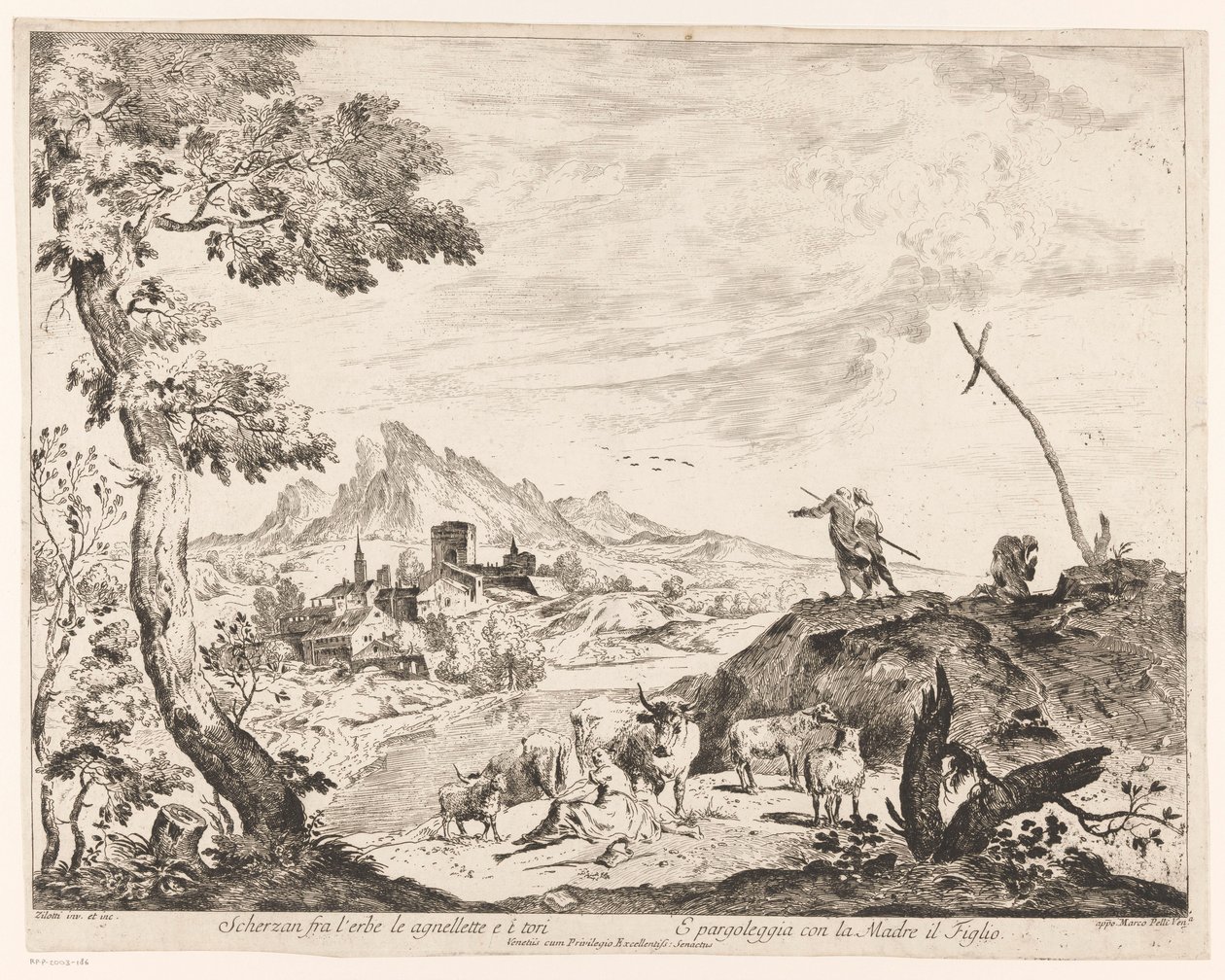 Landschaft mit Hirten und Vieh von Domenico Bernardo Zilotti