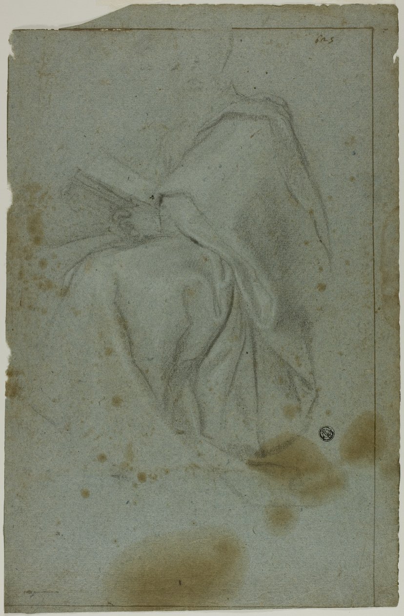 Sitzende drapierte männliche Figur mit Buch (recto); Zwei sitzende Frauen mit Skizze der linken Hand (verso) von Domenico Fiasella