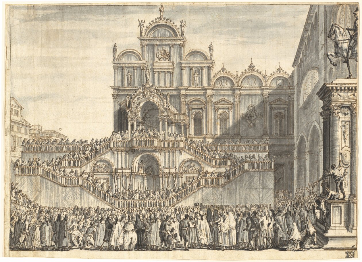 Campo San Zanipolo geschmückt für den Besuch von Pius VI von Domenico Fossati