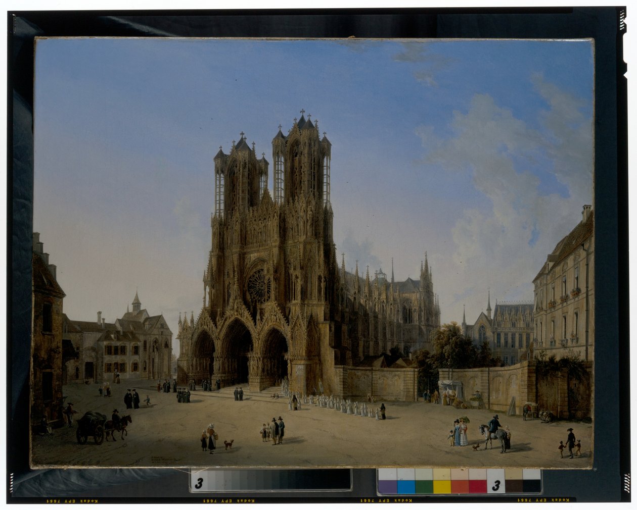 Die Kathedrale von Notre-Dame, Reims mit einer Prozession von Kommunikanten von Domenico II Quaglio
