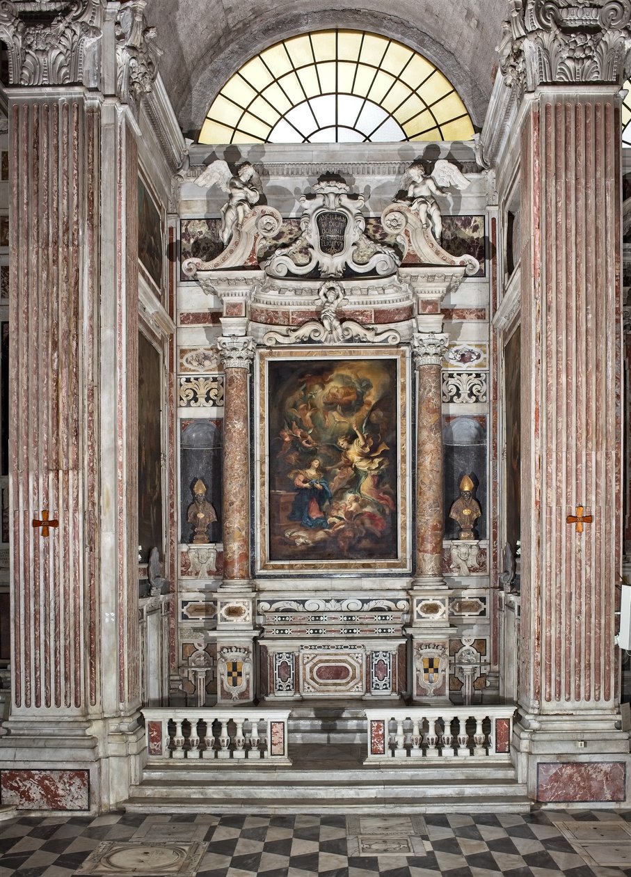 Verkündigung, Altar, sechste Kapelle, ca. 1679 von Domenico I Piola