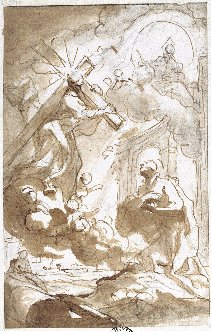 Christus, der sein Kreuz trägt, erscheint dem heiligen Ignatius von Loyola von Domenico Piola