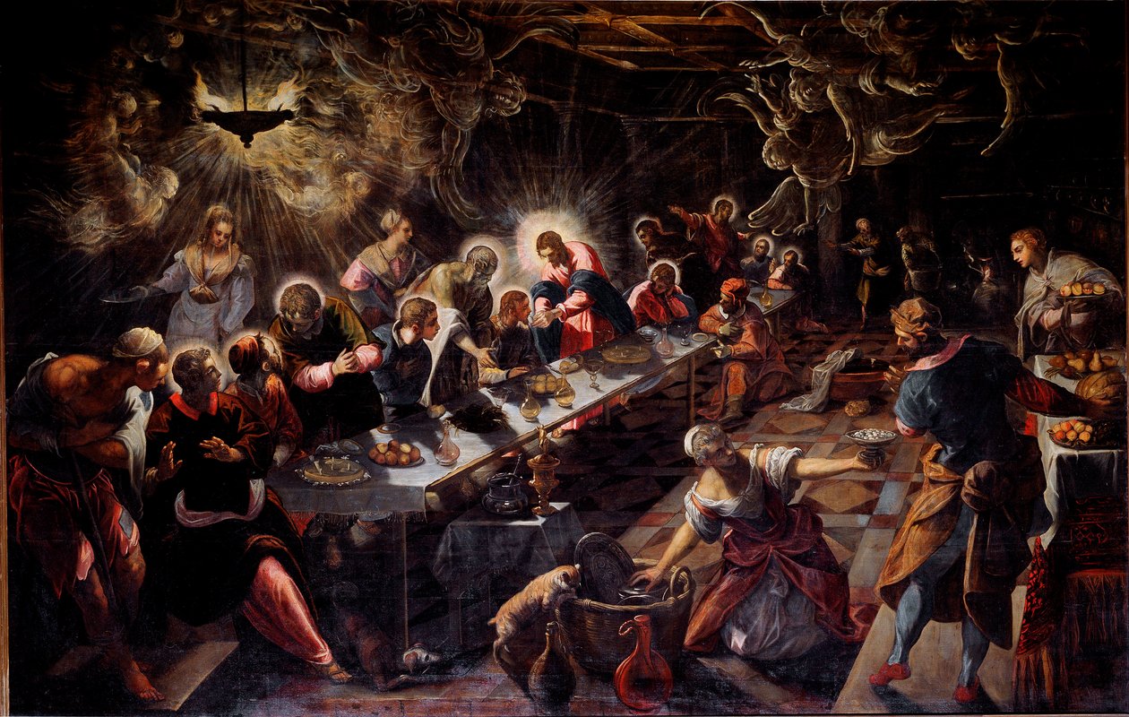 Das letzte Abendmahl (La cene) Gemälde von Jacopo Robusti genannt Tintoretto (1518-1594) 1592-1594 Maße: 365x568 cm Venedig, Kirche San Giorgio von Domenico Robusti Tintoretto