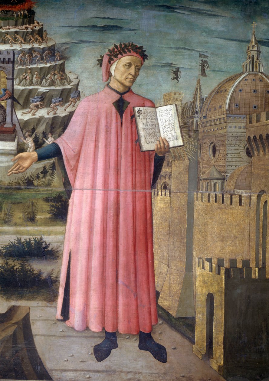 Porträt von Dante Alighieri, Florenz und Allegorie der Göttlichen Komödie von Domenico di Michelino