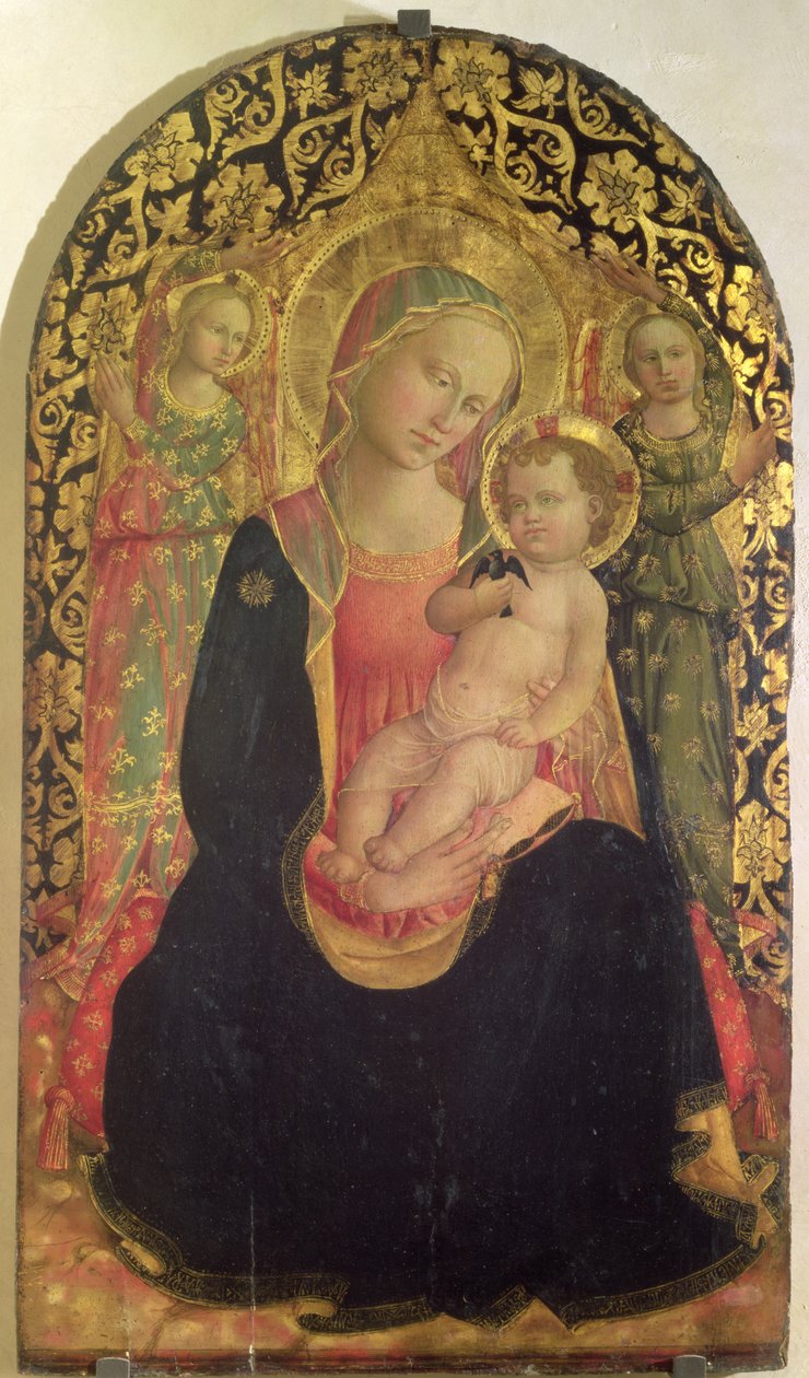 Madonna der Demut mit zwei Engeln, 1460 von Domenico di Michelino