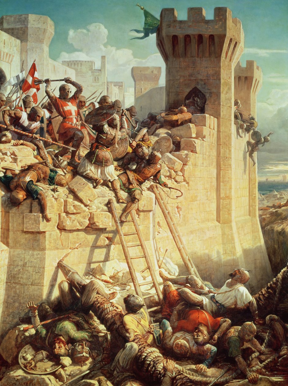 Guillaume de Clermont verteidigt Ptolemais (Acre) im Jahr 1291, 1845 von Dominique Louis Papety