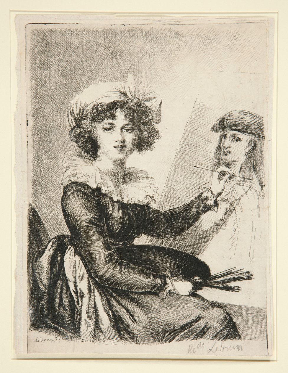 Louise-Elisabeth Vigée-Lebrun, (Mlle Lebrun) nach und im Spiegelbild zum Selbstporträt von 1790 in den Uffizien von Dominique Vivant Denon