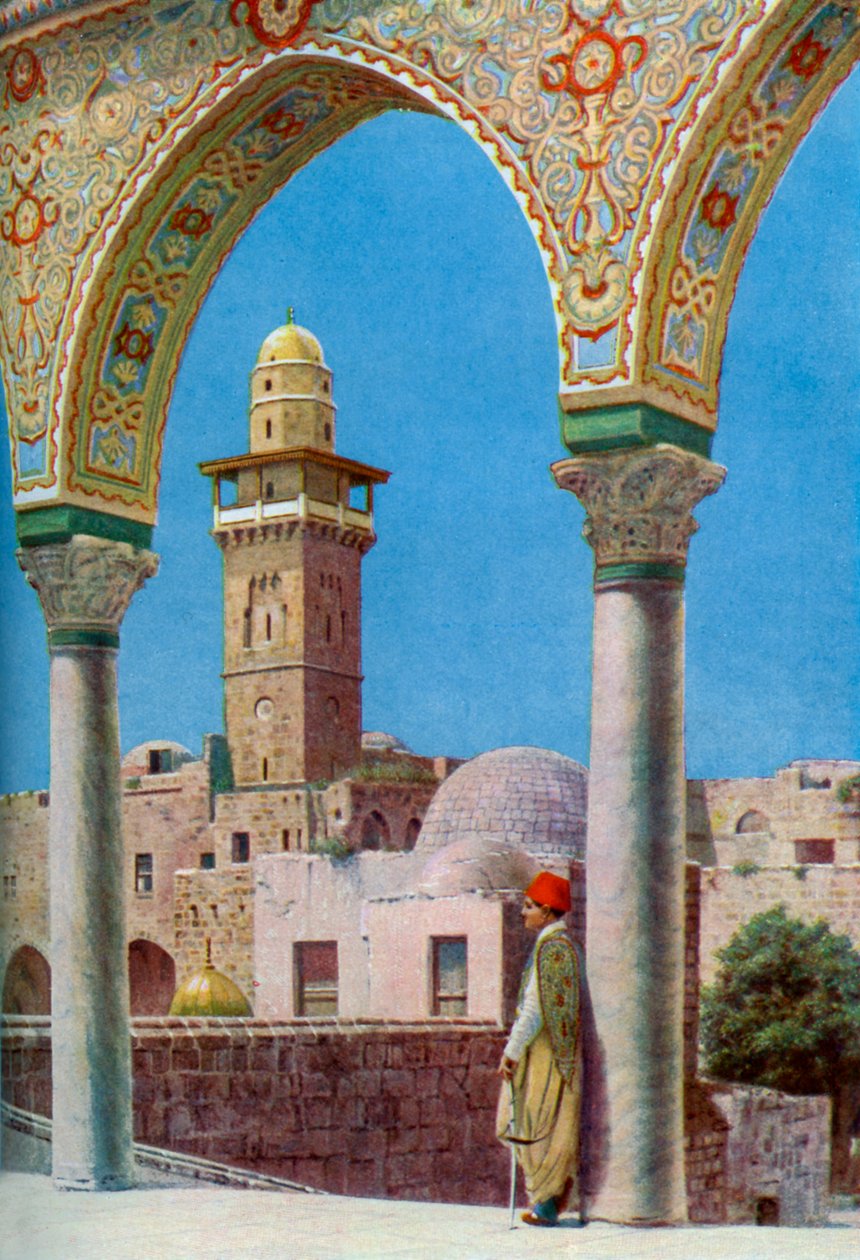 Islamisches Minarett auf dem Tempelberg, Jerusalem, Palästina, um 1930er Jahre von Donald McLeish