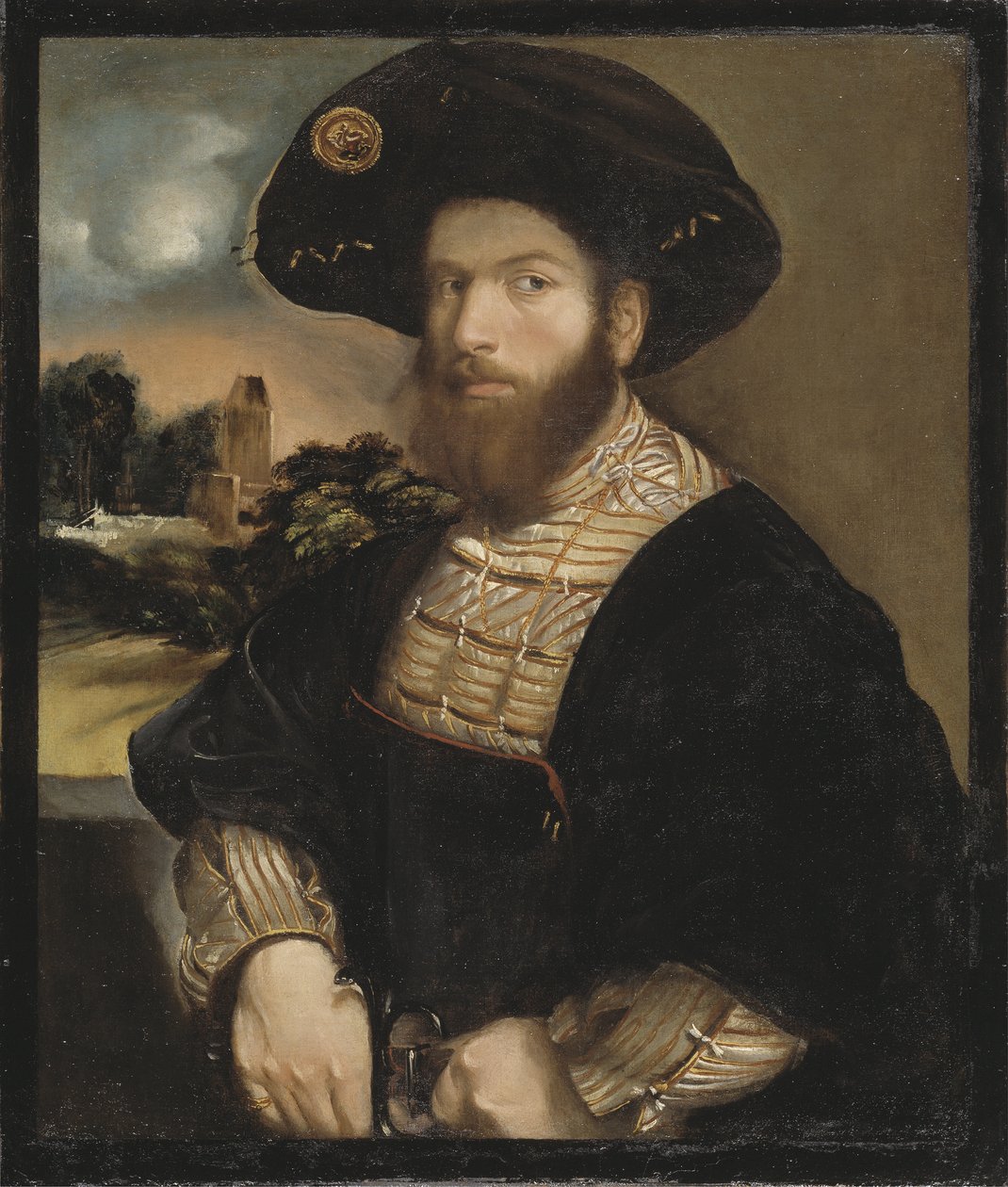 Porträt eines Mannes mit schwarzem Barett (ca. 1530) von Dosso Dossi