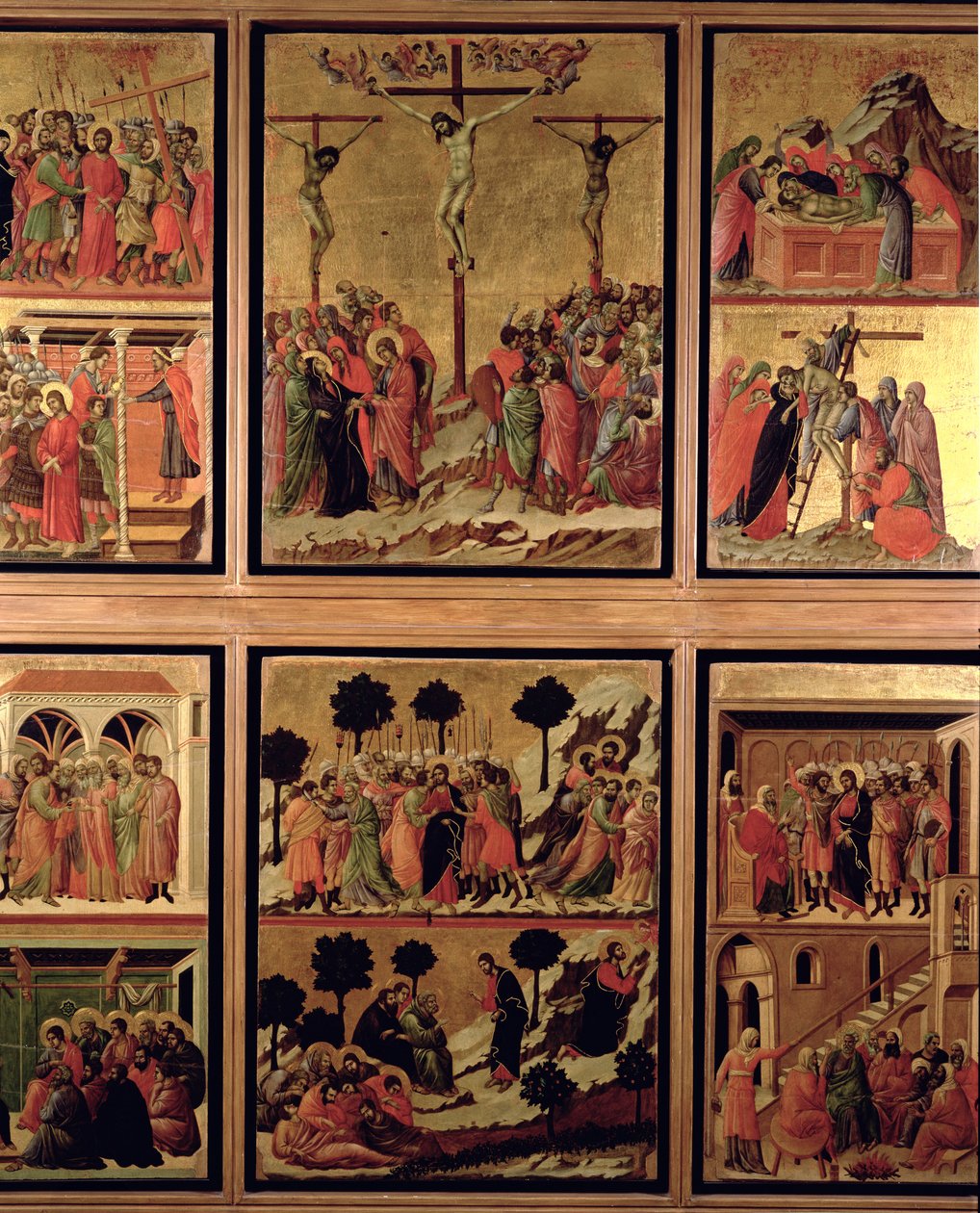 Maesta: elf Szenen aus der Passion (Rückseite) von Duccio di Buoninsegna