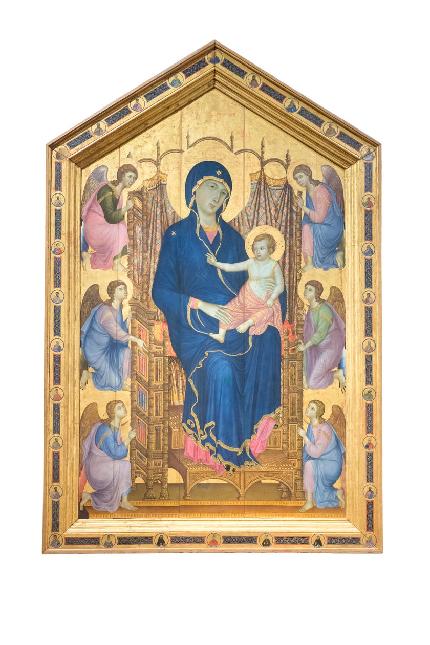 Madonna und Kind auf dem Thron mit Engeln von Duccio di Buoninsegna