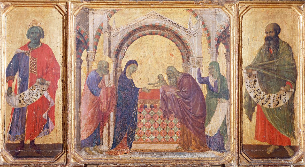 Salomo, Darstellung im Tempel und der Prophet Maleachi (Detail) von Duccio di Buoninsegna