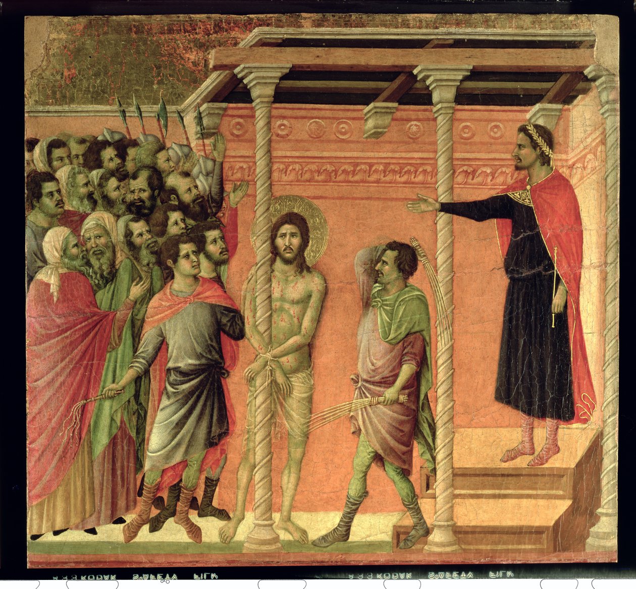 Die Geißelung, aus dem Maesta-Altarbild, ca. 1308-11 von Duccio di Buoninsegna