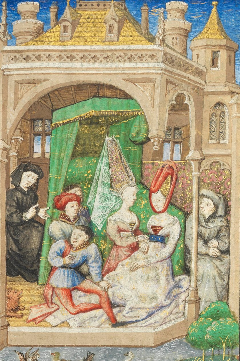 Seite aus "La Belle Dame Sans Merci" von Alain Chartier, Paris, frühes 15. Jahrhundert von Dunois Master