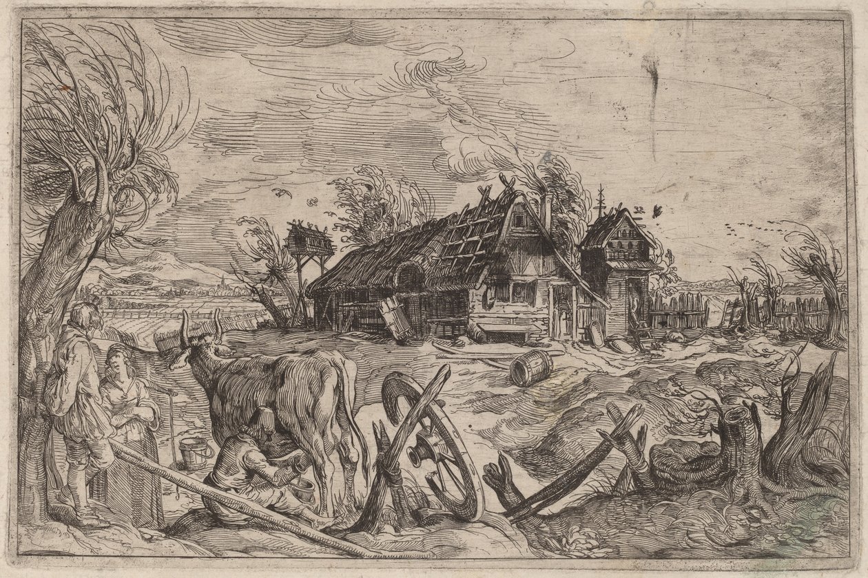 Landschaft mit einem Bauernhaus von Dutch 17th Century, formerly Jacques de Gheyn II