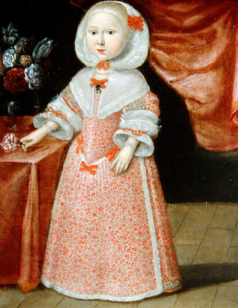Mädchen mit einer rosa-weißen Blume, ca. 1640 von Dutch School