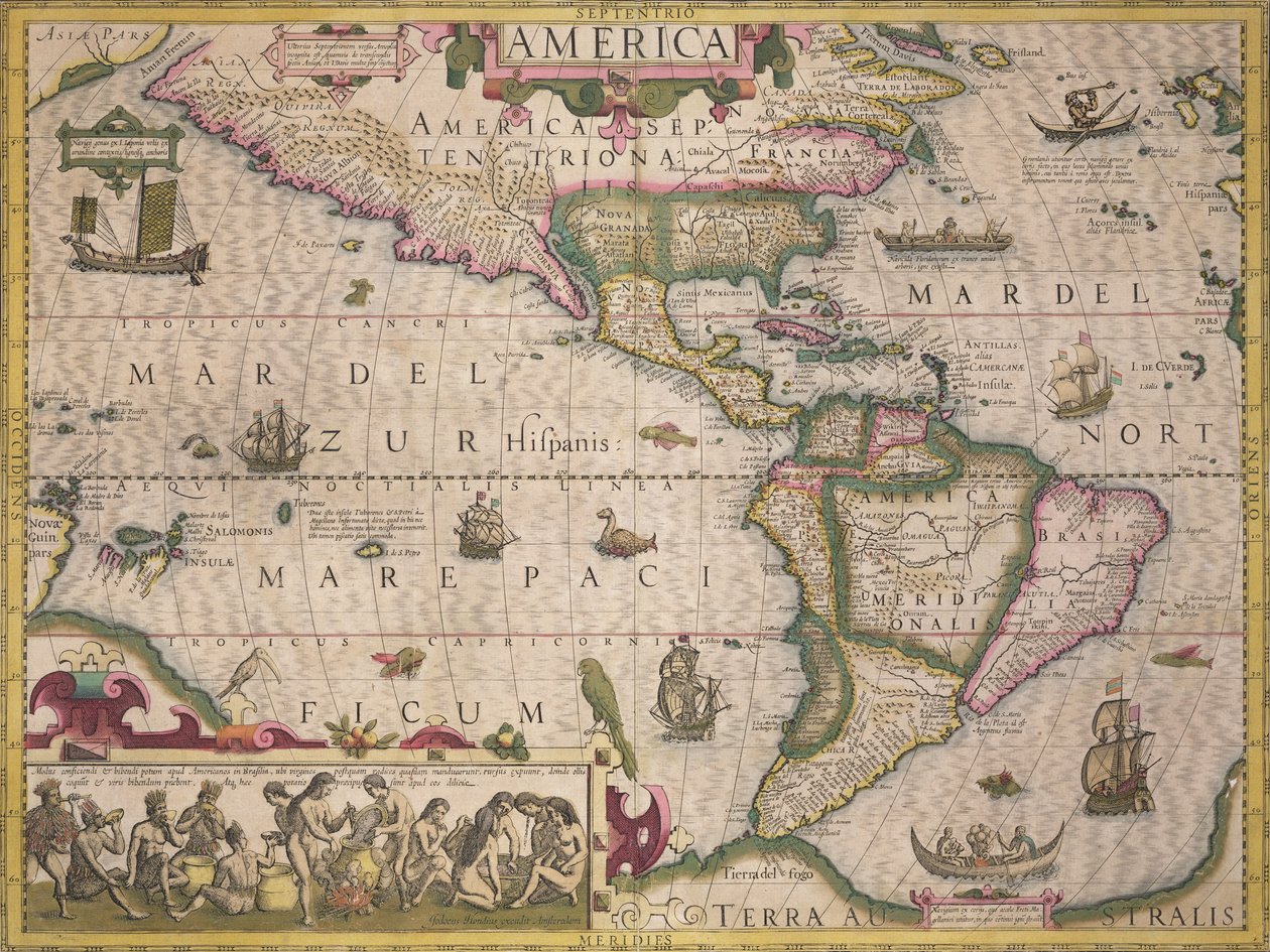 Karte von Amerika, aus dem Mercator-Atlas, veröffentlicht von Jodocus Hondius (1563-1612), Amsterdam, 1606 von Dutch School
