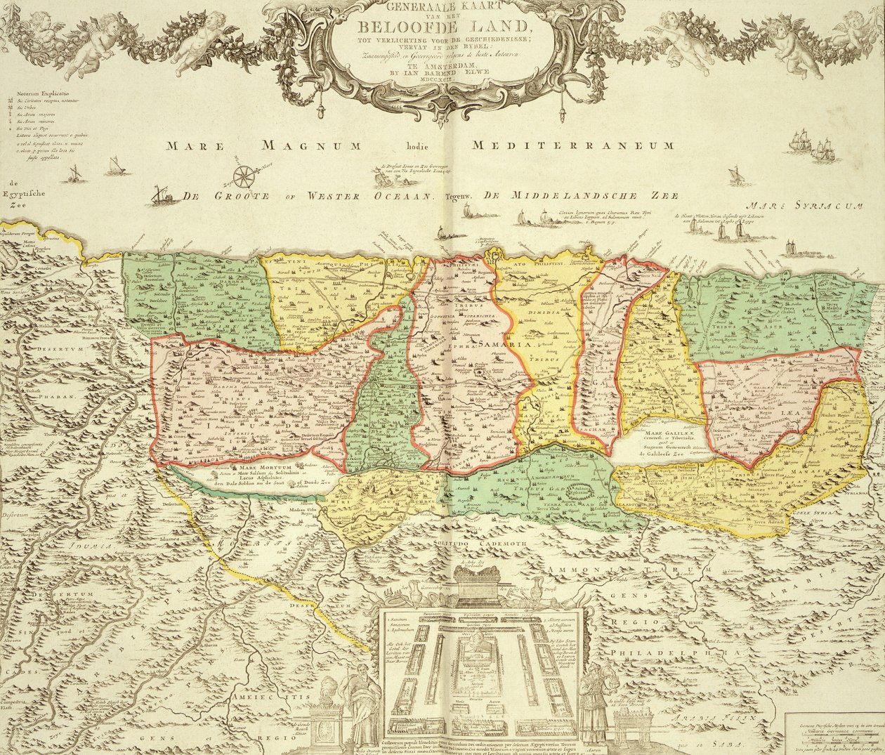 Karte des Heiligen Landes, veröffentlicht von Jan Barend Elwe, Amsterdam, 1742 von Dutch School